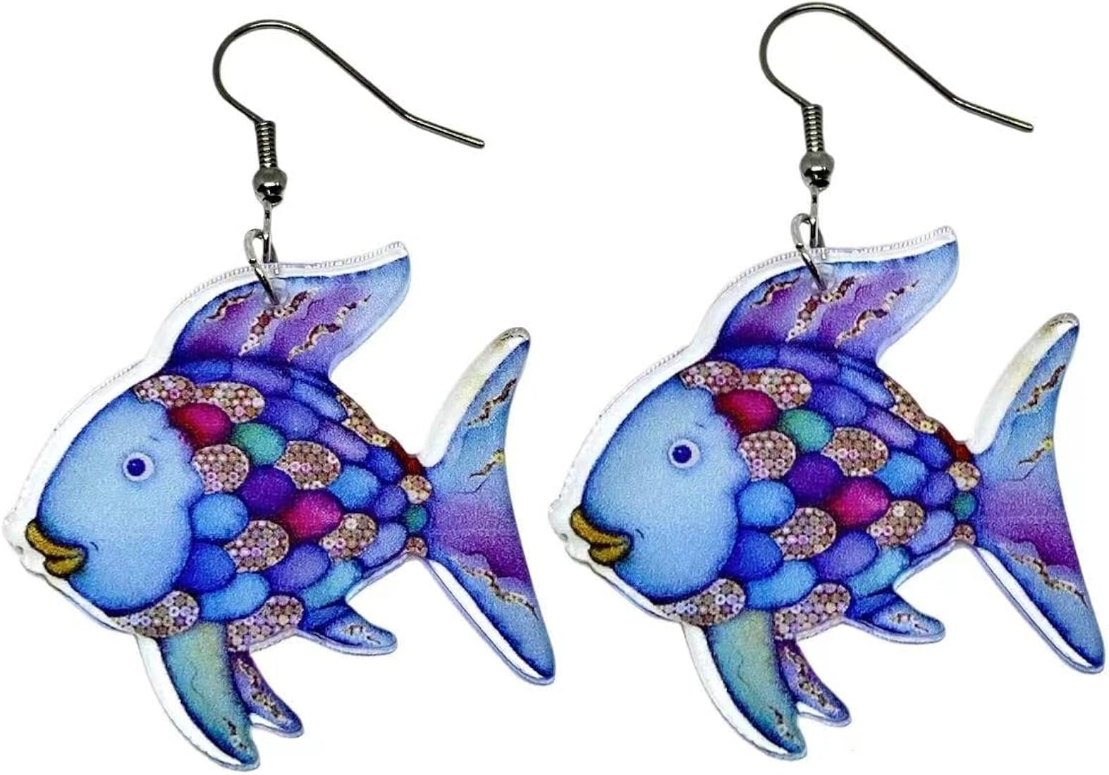 Rainbow Fish Earrings for Teachers, Educators, Librarians and more. Super cute Rainbow Fish Book ... | Amazon (US)