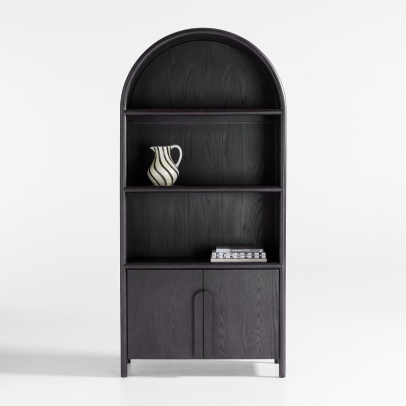 Annie Charcoal Brown Wood Storage Bookcase with Shelves by Leanne Ford | Crate & Barrel | Crate & Barrel