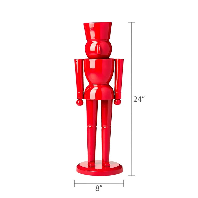 Large Glossy Metal Decorative Nutcracker, Red, 24", by Holiday Time | Walmart (US)