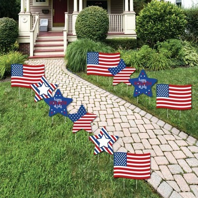 Big Dot of Happiness 4th of July - Flag and Star Lawn Decorations - Outdoor Fourth of July Party Yard Decorations - 10 Piece | Target