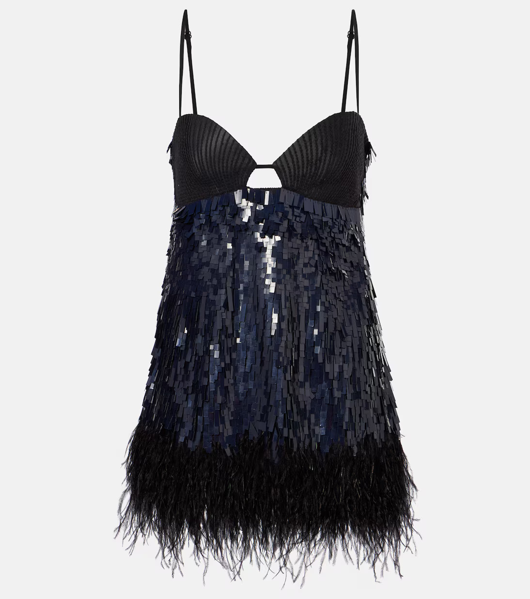 Feather-trimmed sequined minidress | Mytheresa (US/CA)