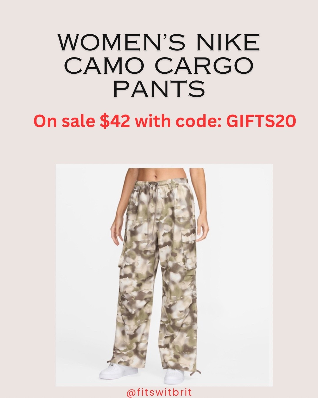 Women’s Nike Camo Cargo pants on sale $42 with code: GIFTS20

#LTKGiftGuide #LTKSaleAlert #LTKFindsUnder50