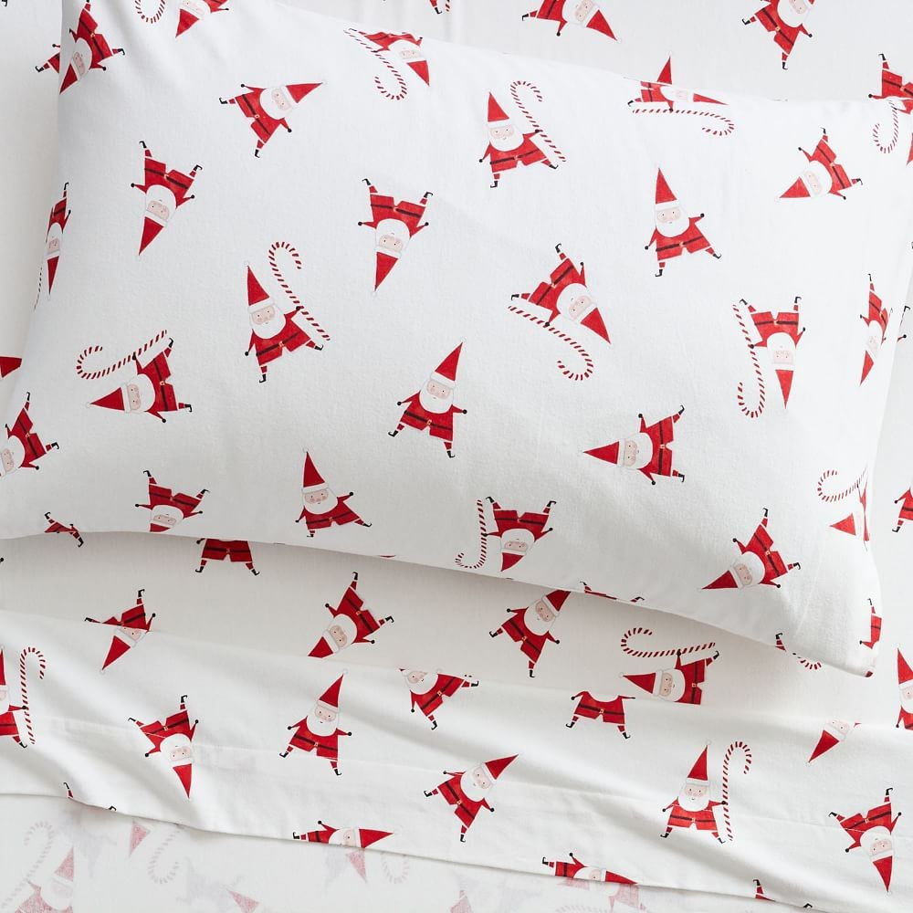Organic Smiley Santa Sheet Set - Flannel | West Elm (US)