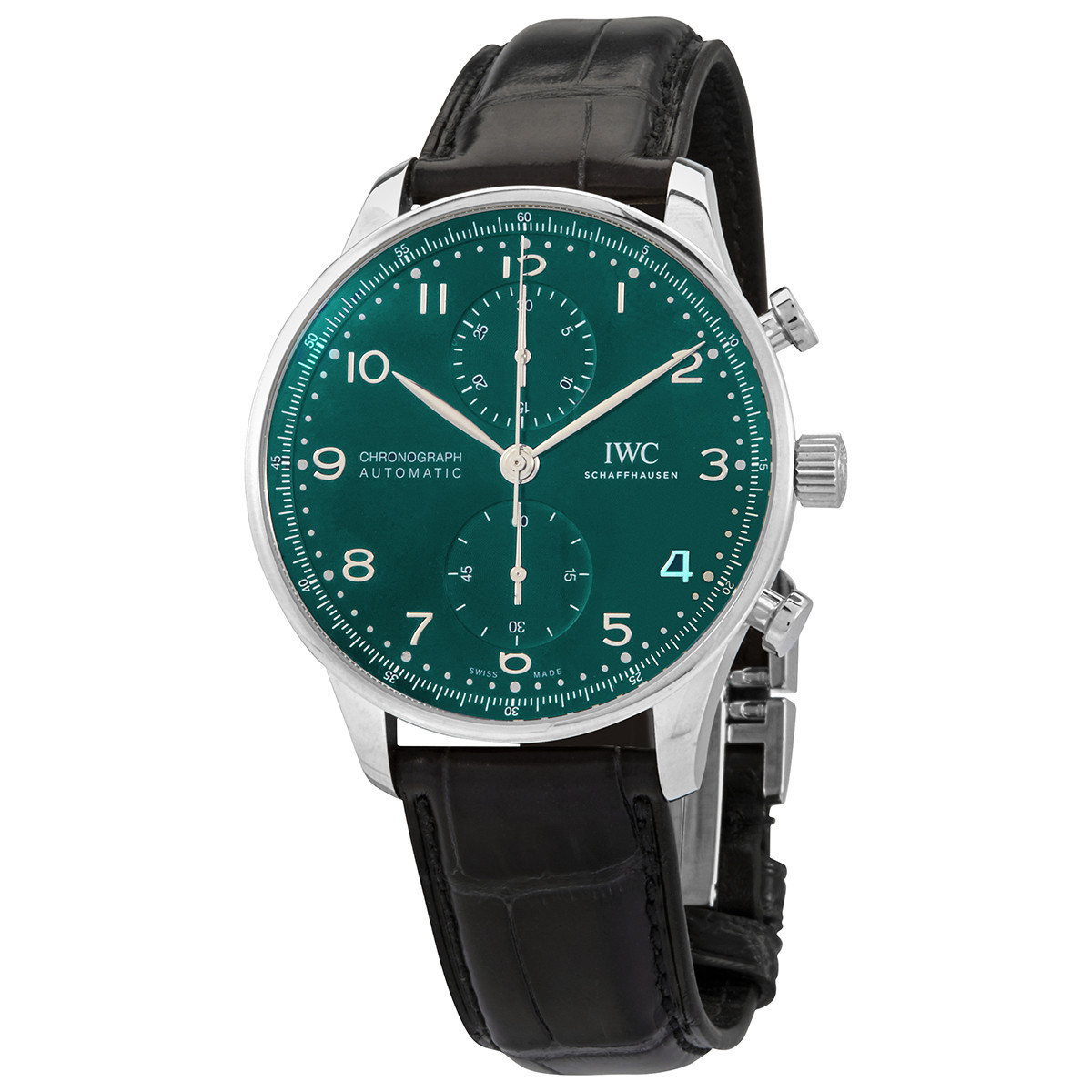 Pre-owned IWC Portugieser Chronograph Automatic Green Dial Mens Watch IW371615 | Jomashop.com & JomaDeals.com