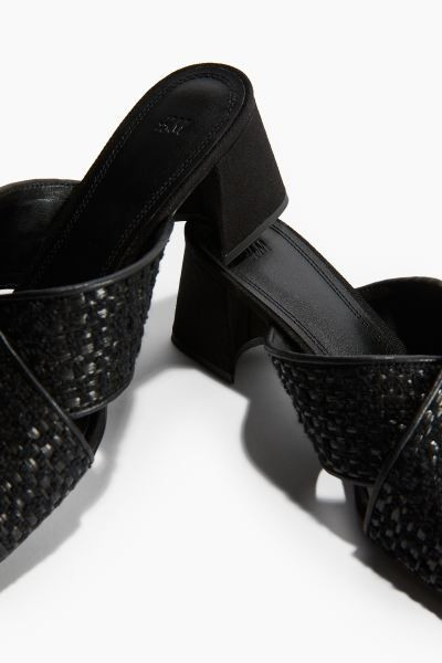 Textured Mules - High heel - Black - Ladies | H&M CA | H&M (US + CA)