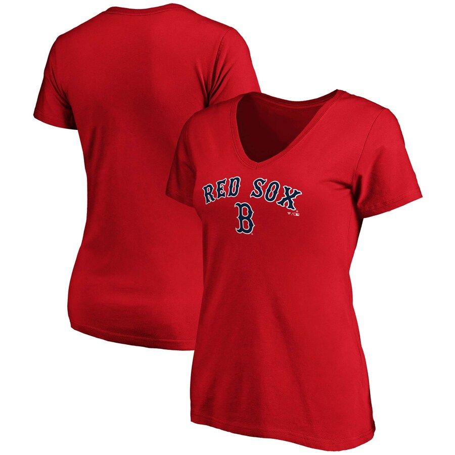 Boston Red Sox Fanatics Branded Women's Team Logo Lockup V-Neck T-Shirt - Red | Fanatics