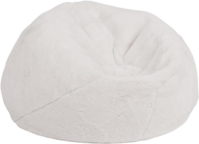 Flash Furniture Small White Furry Bean Bag Chair for Kids and Teens | Amazon (US)
