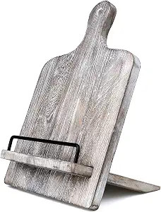 Cookbook Stand, Cutting Board Style Wood Recipe Holder Recipe Book Stand with Adjustable Pull-Out... | Amazon (US)