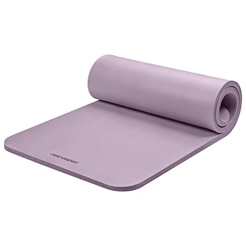 Retrospec Solana Yoga Mat 1" Thick with Nylon Strap for Men & Women - Non Slip Exercise Mat for Home Yoga, Pilates, Stretching, Floor & Fitness Workouts, Violet Haze | Amazon (US)