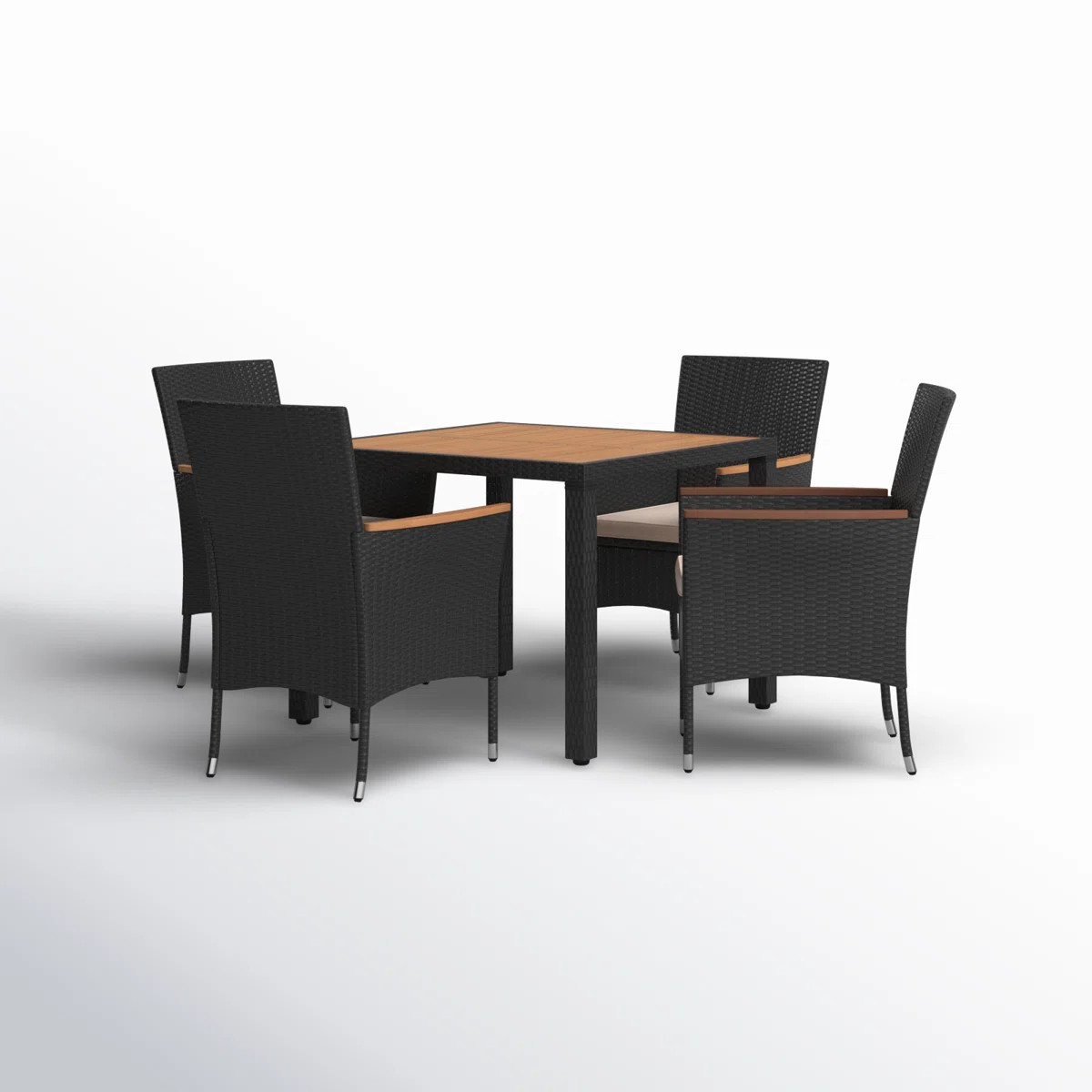 Maltby 4-Person Acacia Patio Dining Set with 35.43" W Square Table | Wayfair North America