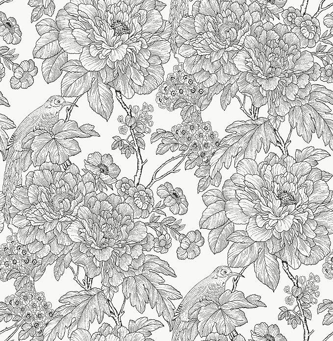 NuWallpaper NUS3544 & White Sudbury Peel Stick Wallpaper, Black | Amazon (US)