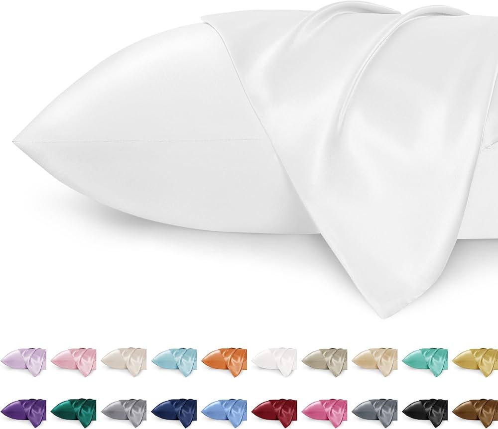 Bedsure Satin Pillowcase for Hair and Skin Queen - Ivory Silky Pillowcase 2 Pack 20x30 Inches - w... | Amazon (US)