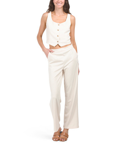 Sleeveless Stretch Crepe Lined Vest Top And Pants Set | Marshalls
