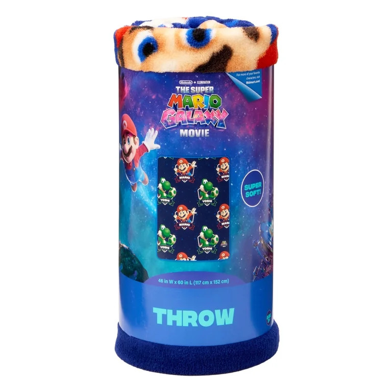 Super Mario Galaxy Movie Kids Blue Print Fleece Throw Blanket, 46 x 60 | Walmart (US)