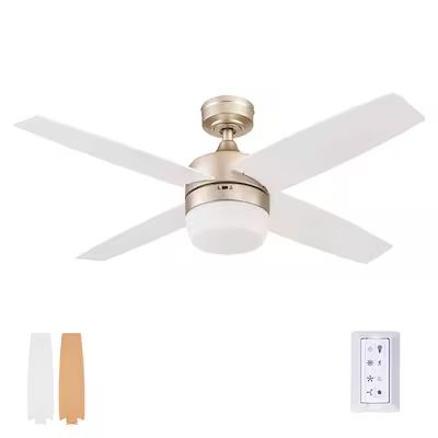 Prominence Home  Atlas 44-in Champagne Indoor Ceiling Fan with Light Remote (4-Blade) | Lowe's