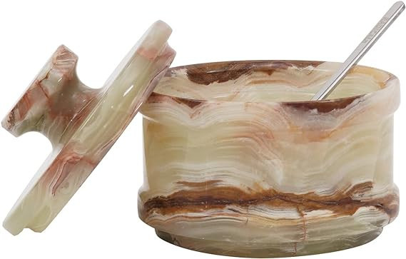 Radicaln Marble Salt Cellar With Lid And Spoon Green Onyx 2.25"x4"x5" Inch Handmade Sugar Bowl Se... | Amazon (US)