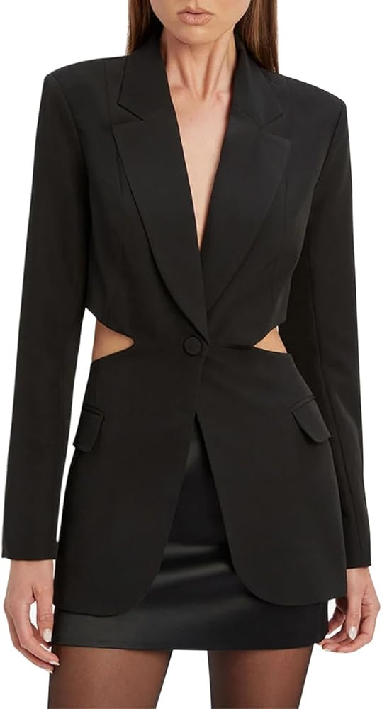 Cicy Bell Women's Fitted Sexy Blazers Casual Open Front Long Sleeve Trendy Tailored Cut Out Blaze... | Amazon (US)
