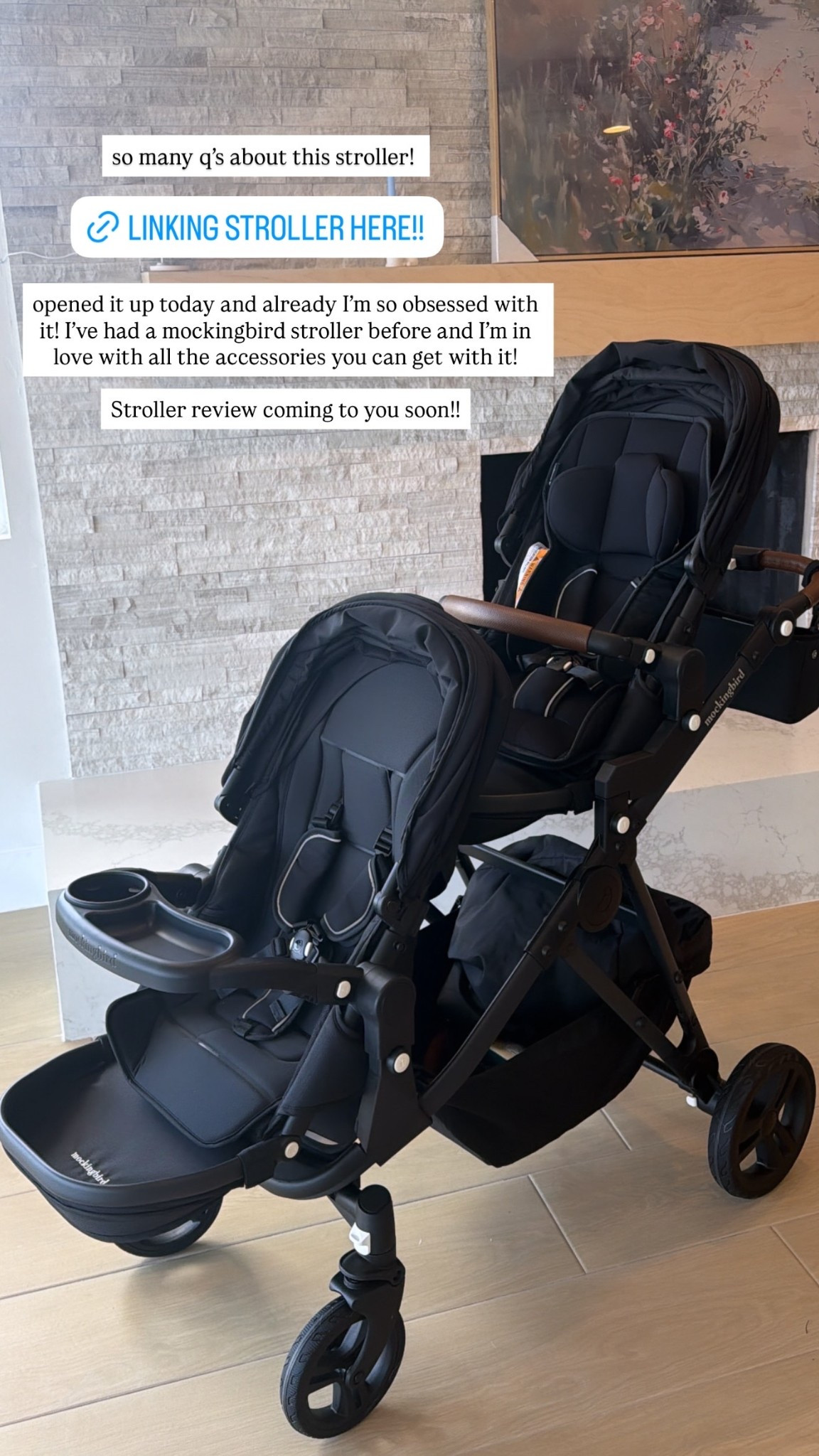 opened it up today and already I’m so obsessed with it! I’ve had a mockingbird stroller before and I’m in love with all the accessories you can get with it! 

Stroller review coming to you soon!! so many q’s about this stroller!  @hello_mockingbird