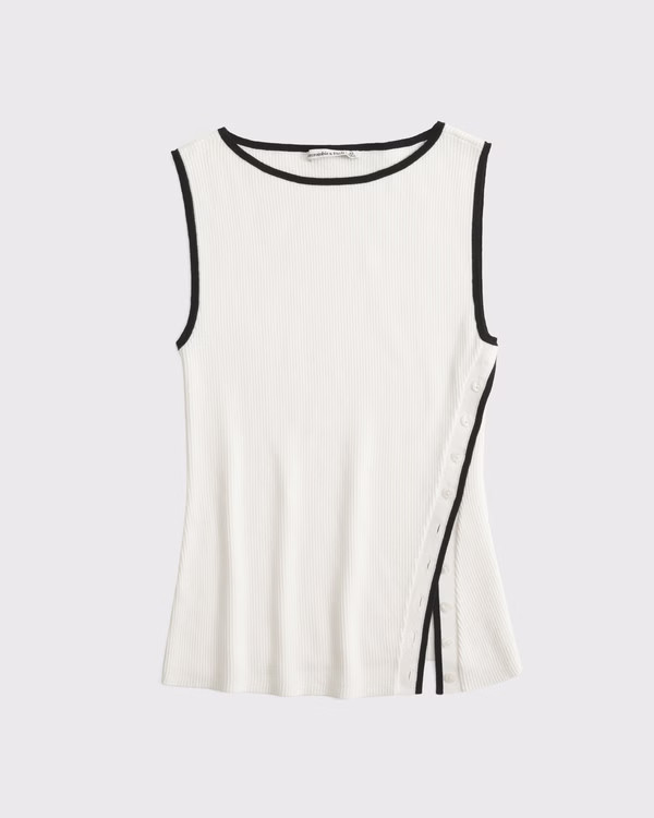 Asymmetrical Button Sweater Tank | Abercrombie & Fitch (US)