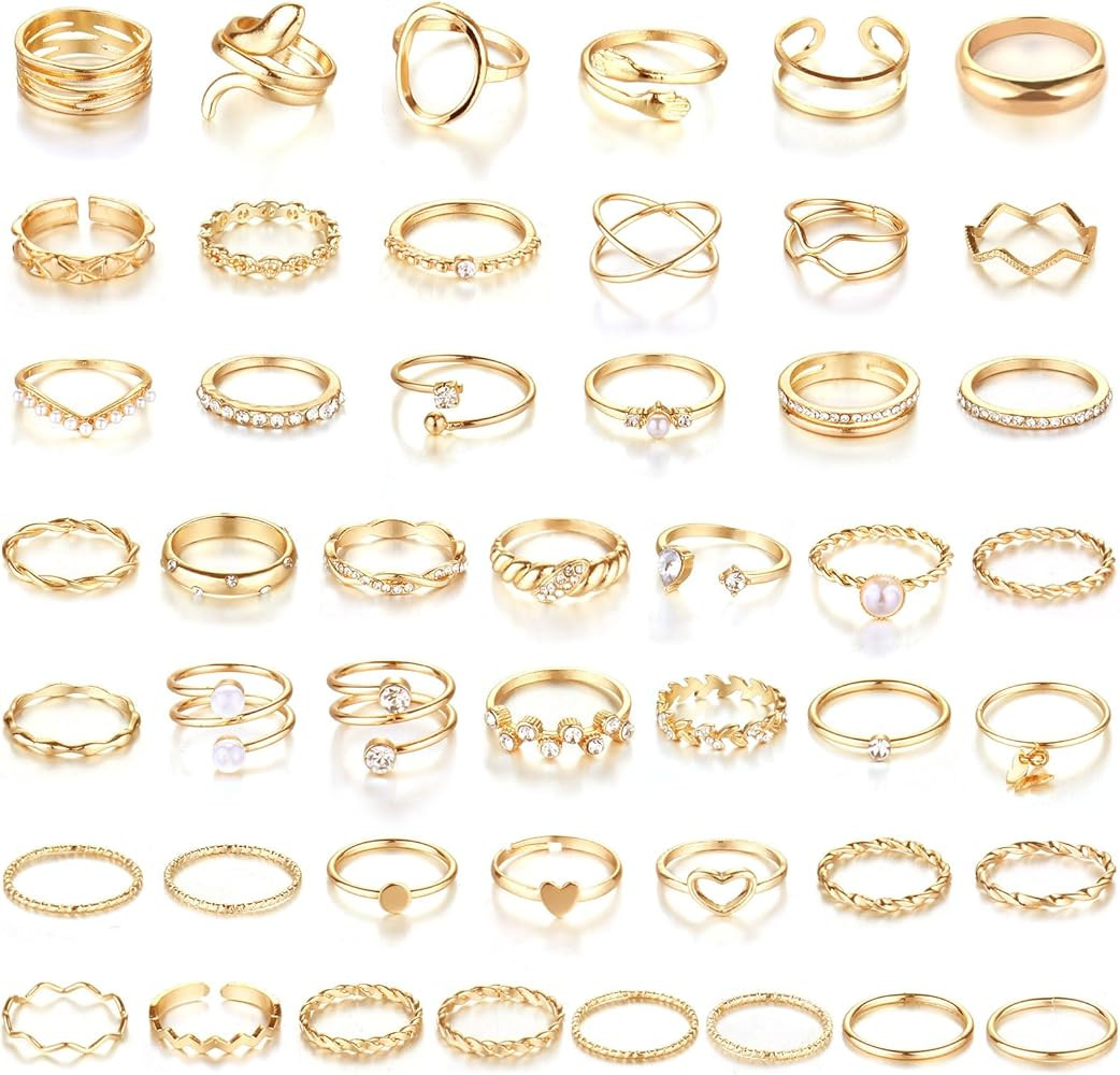 CHICUTIE Gold Knuckle Rings Set For Women Stackable Joint Finger Midi Rings Dainty Cubic Crystal ... | Amazon (US)