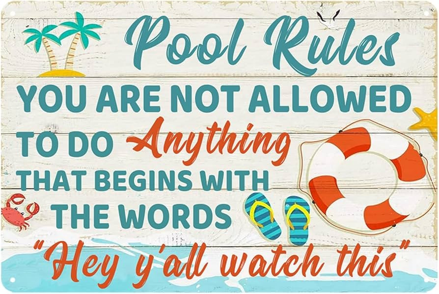 RESKEA Funny Pool Signs Pool Decorations Outdoor Pool Rules Sign Pool Deck Decor Pool Metal Signs... | Amazon (US)