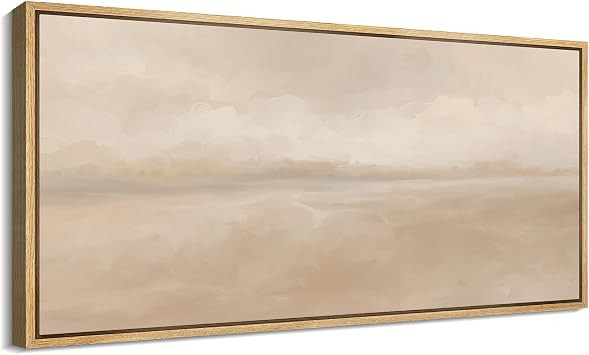 MUDECOR Extra Large Framed Canvas Print Wall Art Soft Beige Horizon Tranquil Neutral Abstract Ill... | Amazon (US)