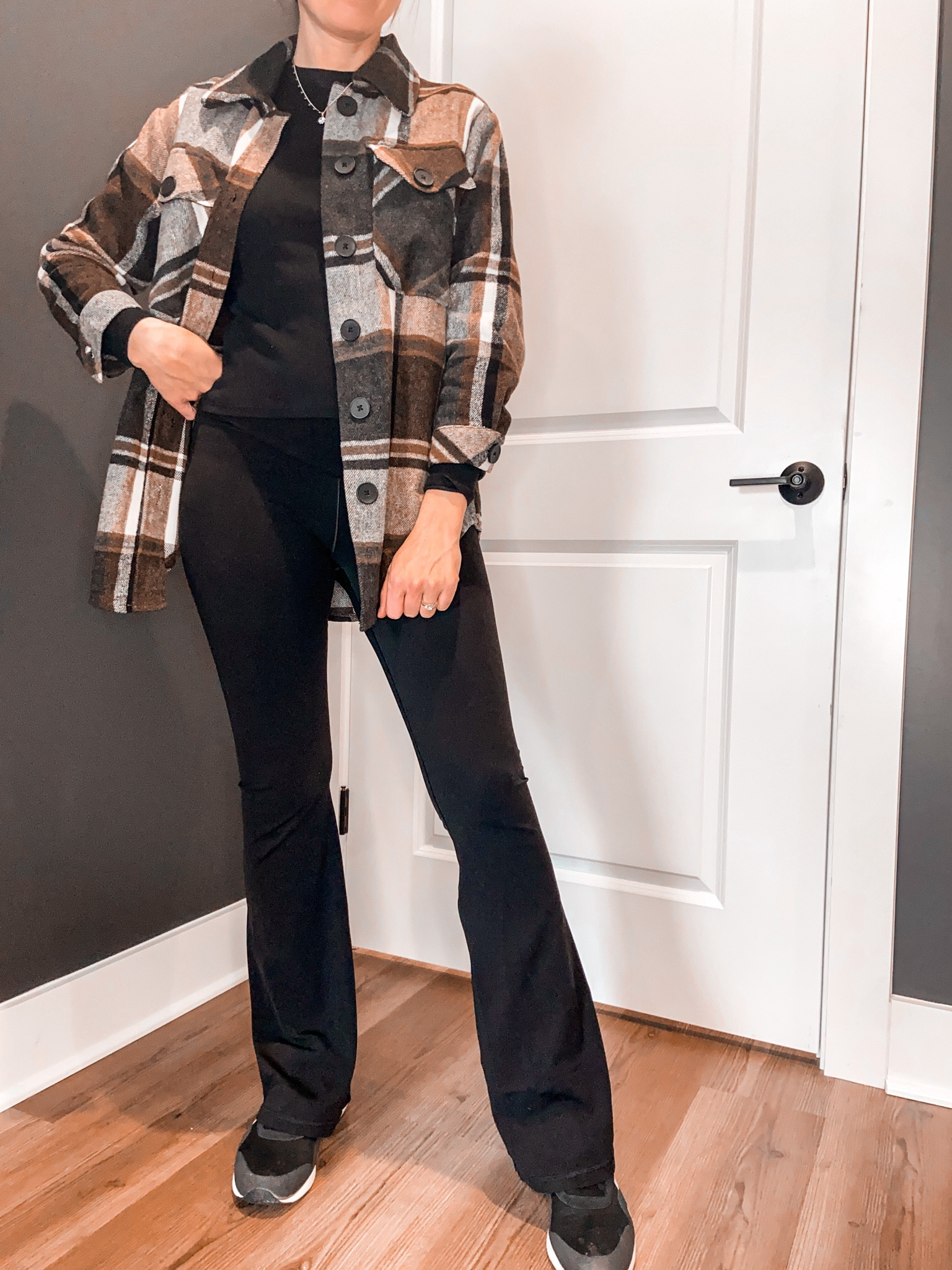 My favorite shacket and flare leggings 