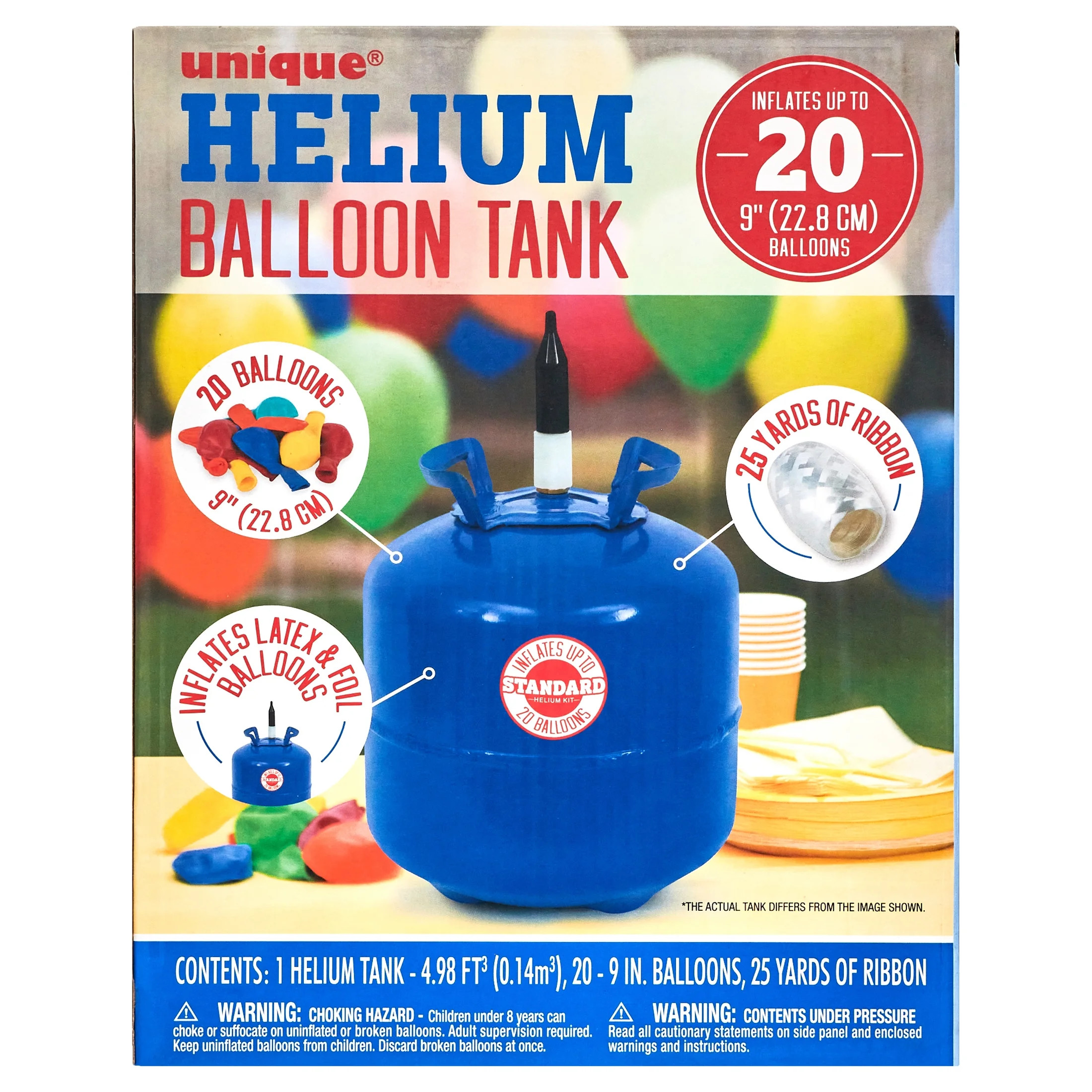 Helium Tank with 20 9" Latex Balloons & Ribbon | Walmart (US)