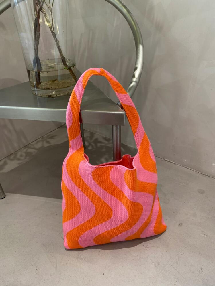 Wave Striped Pattern Crochet Bag | SHEIN