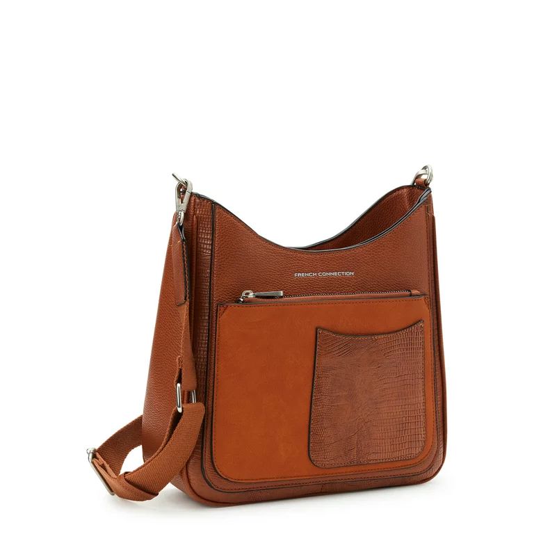 French Connection Women's Tamsin Mixed Media Crossbody Bag, Brown | Walmart (US)