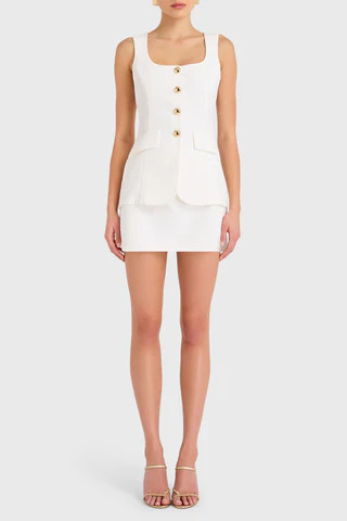 Amanda Uprichard Kya Romper in Ivory - Size L | Amanda Uprichard