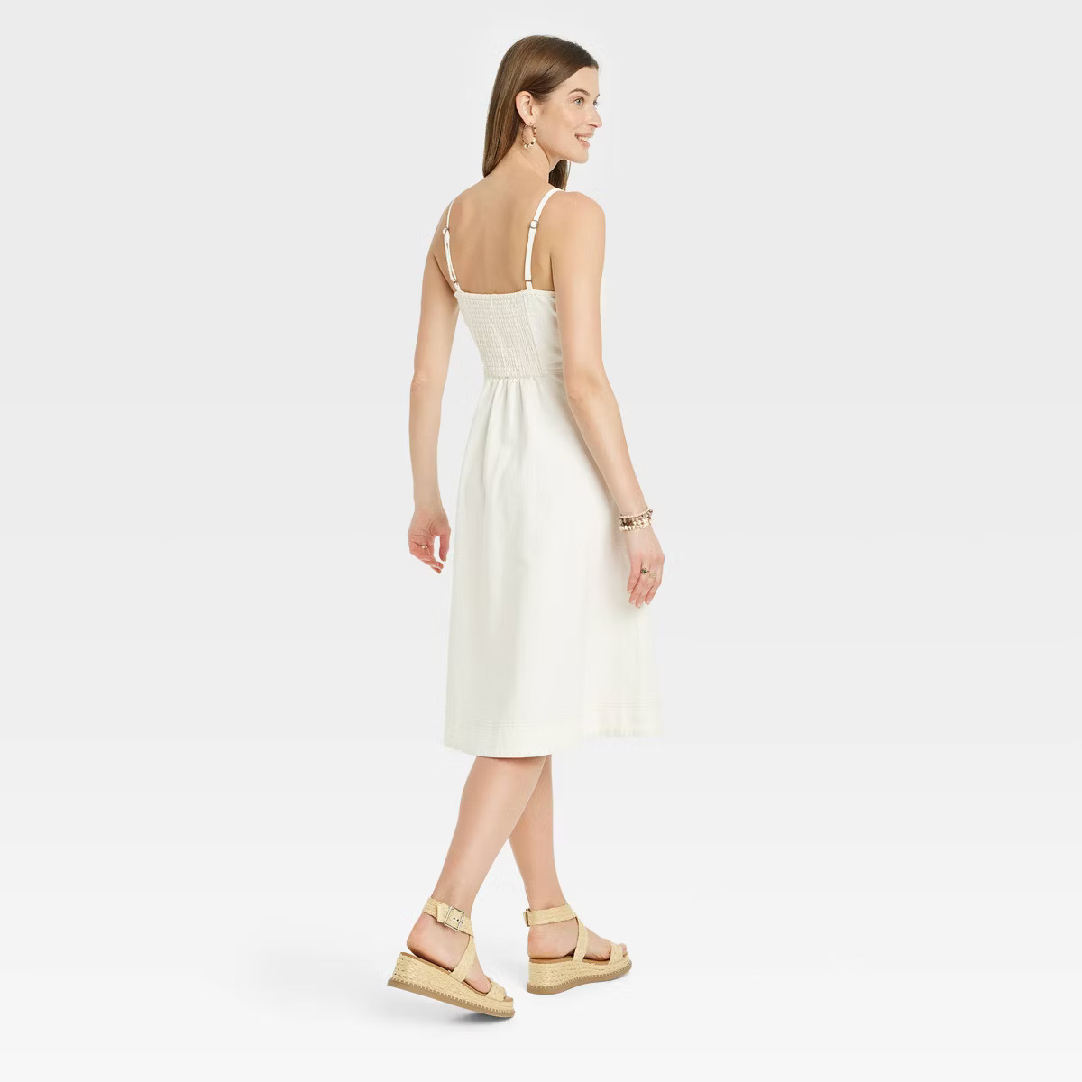 Women's Denim Corset Midi A-Line Dress - Universal Thread™ White XS | Target