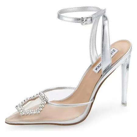 Steve Madden Amory Clear Embellished Pointed Toe Ankle Strap Cushioned Pumps (Clear Jewel Buckle 9.5) | Walmart (US)