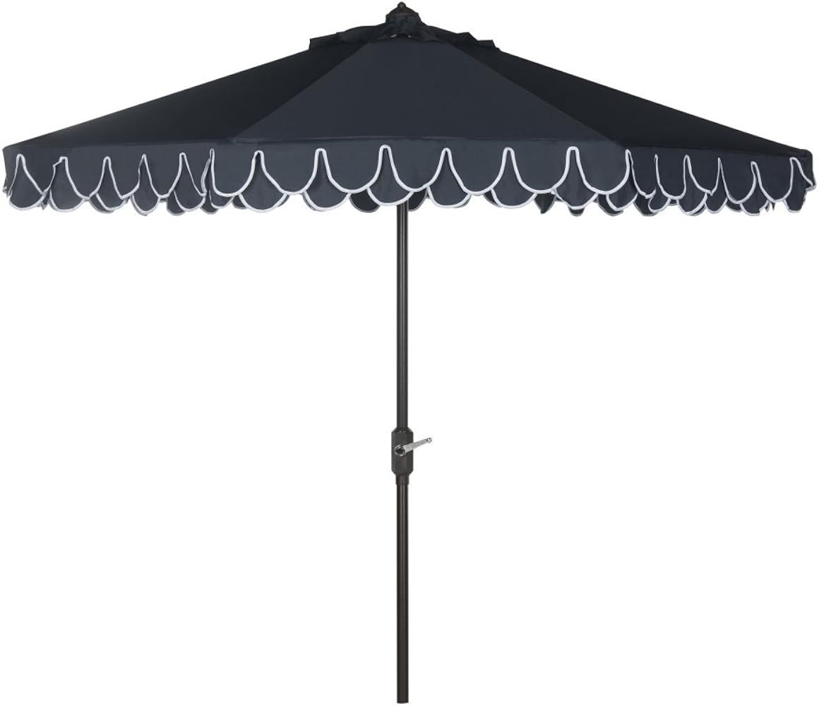 SAFAVIEH PAT8006A Outdoor Collection Elegant Valance Auto Tilt Umbrella, 9', Navy/White | Amazon (US)