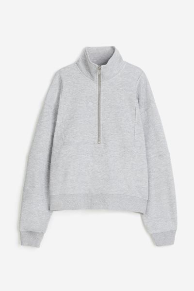 Half-zip Sweatshirt - Light gray melange - Ladies | H&M US | H&M (US + CA)