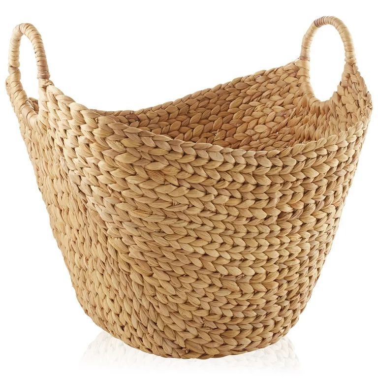 Casafield Large Laundry Boat Basket with Handles, Woven Water Hyacinth Storage Tote for Blankets,... | Walmart (US)