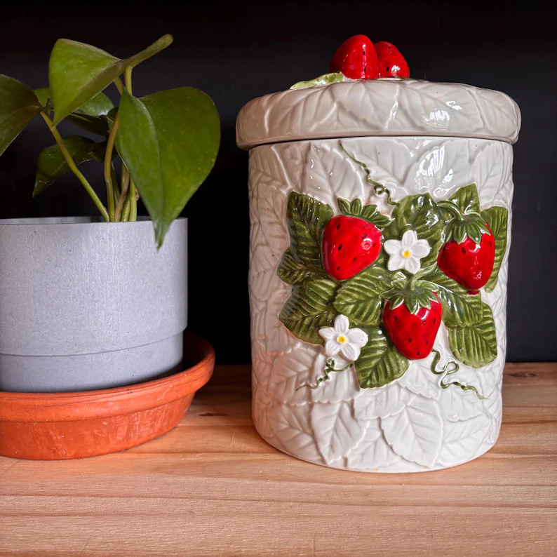 Vintage 1981 Sears & Roebuck Ceramic Strawberry Cookie Jar Canister MCM Retro - Etsy | Etsy (Global)