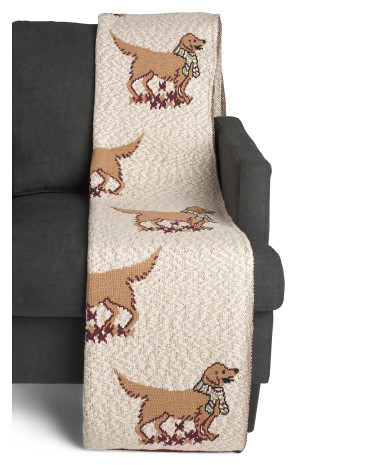 Golden Retriever Dog Scarf Fall Chenille Throw | TJ Maxx