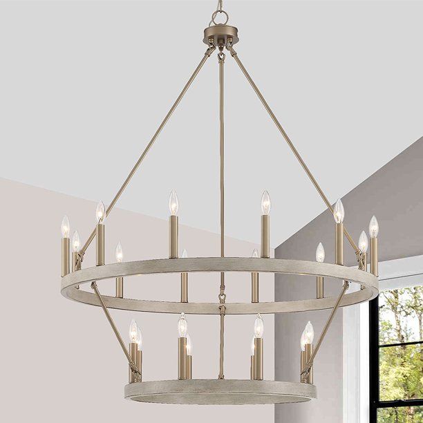 Vanity Art Farmhouse Vintage 20 Lights Wagon Wheel Chandelier Lighting Ceiling Light Fixtures for... | Walmart (US)