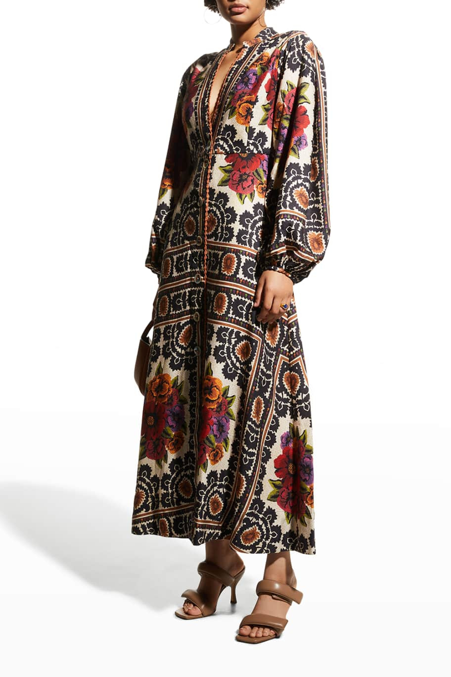 Farm Rio Flower Tapestry Maxi Dress | Neiman Marcus