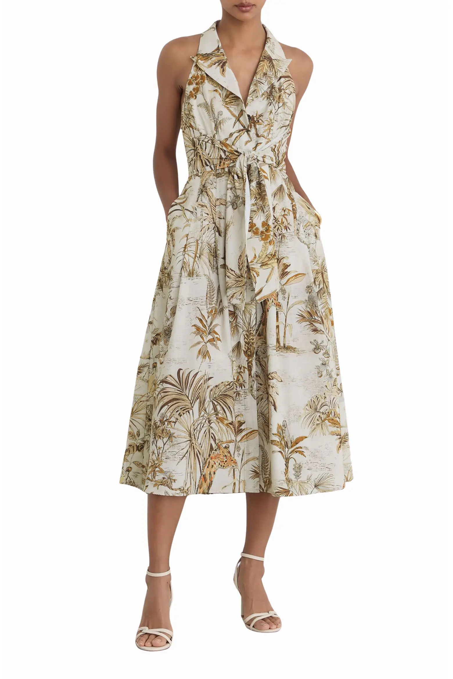 Tate Safari Print Front Tie Midi Dress (Women) | Nordstrom | Nordstrom