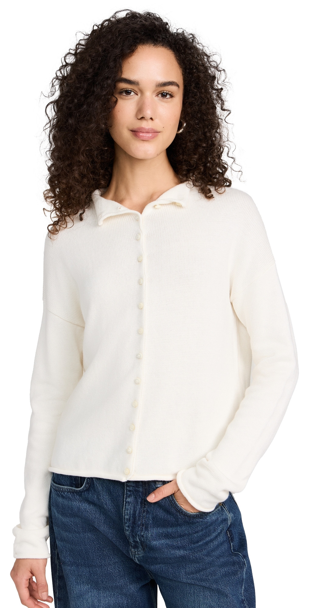 Alex Mill Taylor Rollneck Cardigan Ivory XL | Shopbop