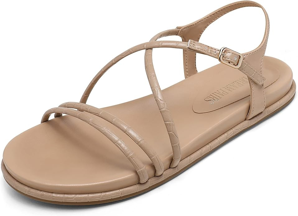 DREAM PAIRS Women’s Sandals Summer Casual Dressy Cross Strappy Cute Comfortable Round Toe Flat ... | Amazon (US)