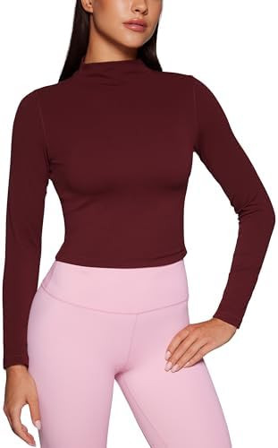 CRZ YOGA Butterluxe Mock Neck Long Sleeve Shirts for Women - Workout Casual Tops Turtleneck Crop ... | Amazon (US)
