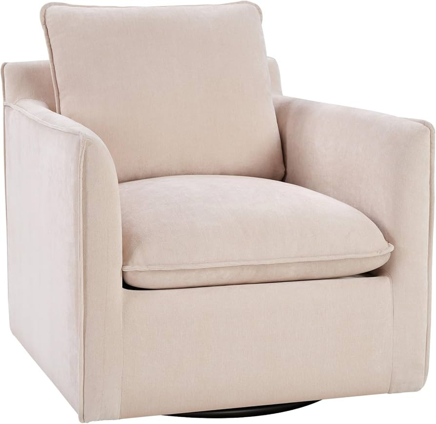 INZOY Swivel Accent Square Chair with Thick Padded Backrest Cushion, Swivel Reading Chair for Liv... | Amazon (US)