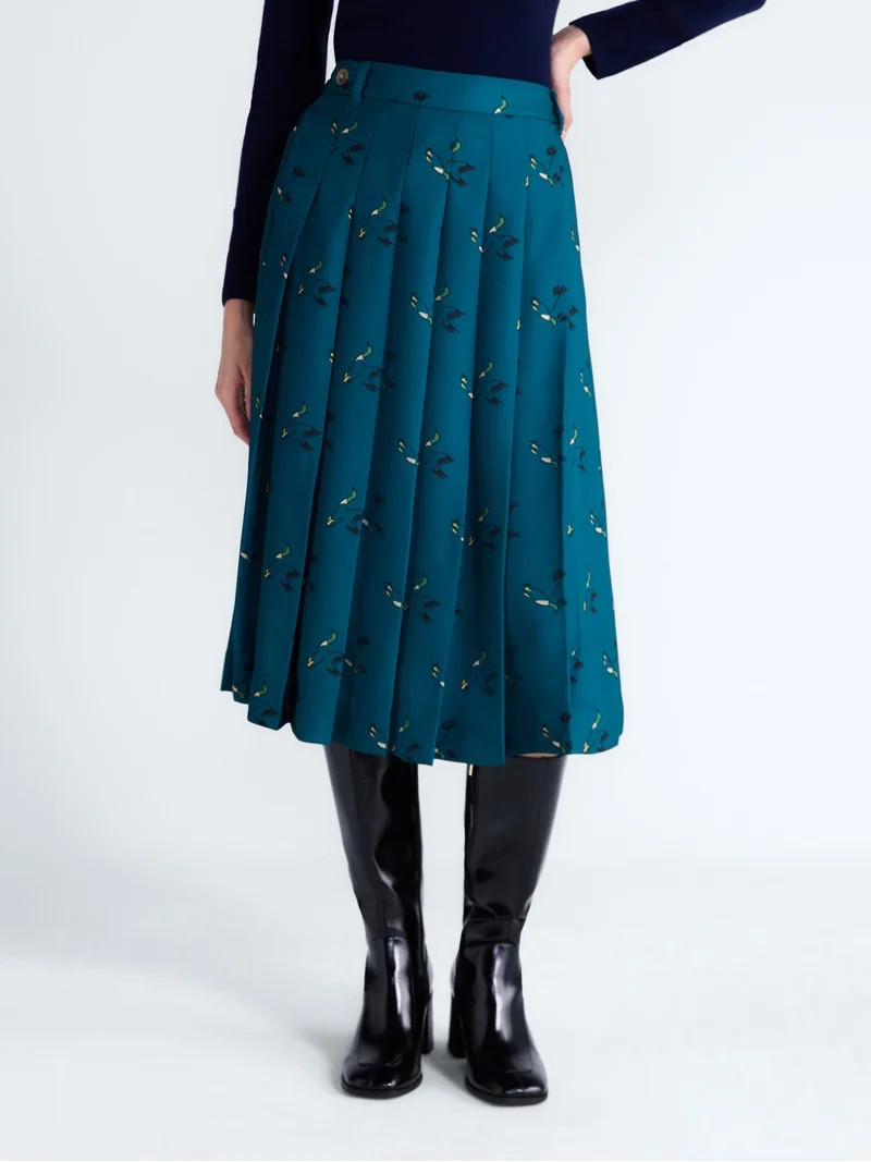 Free Assembly Women\u2019s and Women\u2019s Plus Pleated Tab Waist Midi Skirt, Sizes 0-28W | Walmart (US)