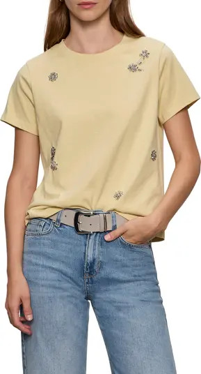 Floral Crystal Embellished Organic Cotton T-Shirt | Nordstrom