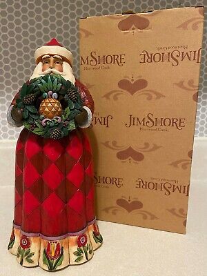 Jim Shore HC Figurine "A Christmas Welcome" Santa w/ Pineapple Wreath in Box | eBay US