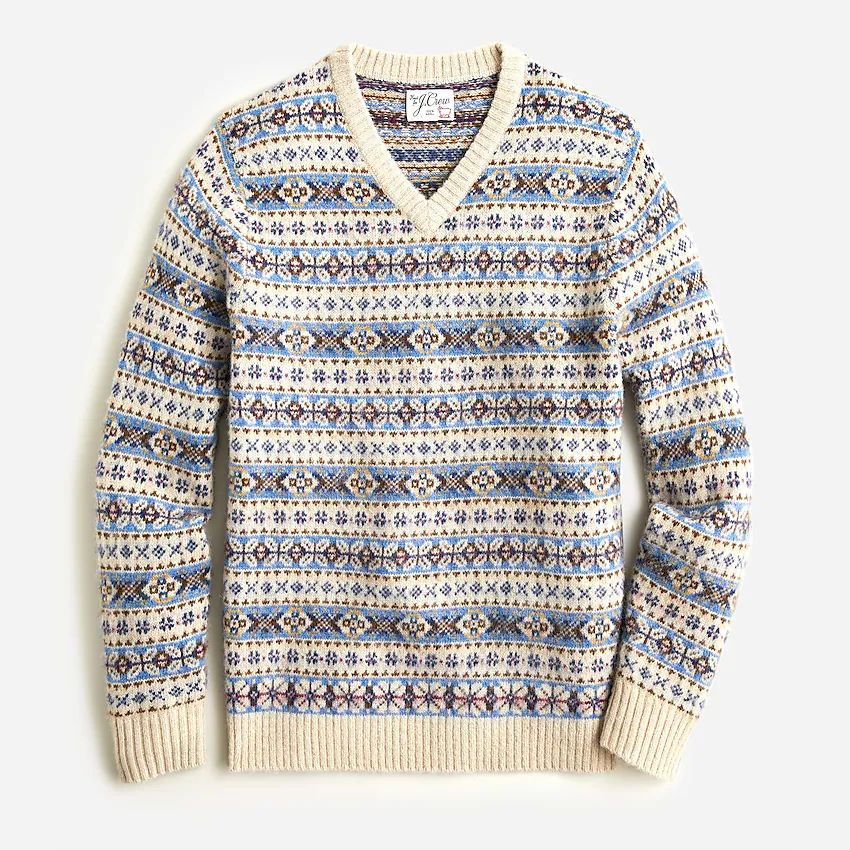 Brushed wool Fair Isle V-neck sweater | J.Crew US