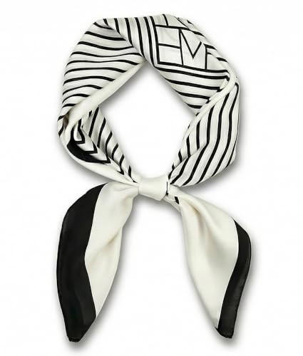 corciova Women’s Square Neck Scarf, Black & White Striped Geometric Print, 27.5" x 27.5" (70x70cm), Polyester | Amazon (US)
